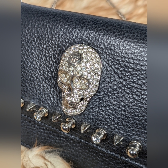 Phillip Plein Skull Studded wallet on chains crossbody bag - Picture 3 of 9